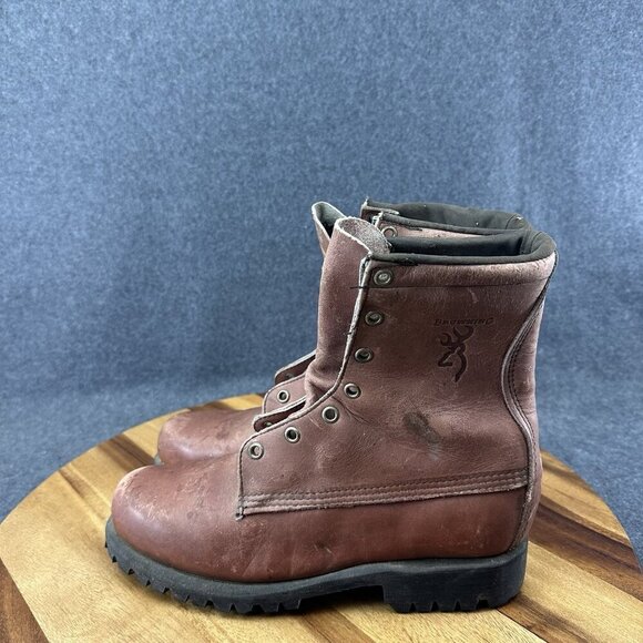 Vtg 70s Browning Arms Co Brown Leather Lace Up Work Boots‎ USA Made Vibram Sz 8A main image 6